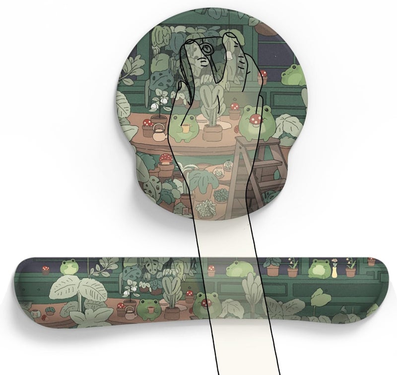 Mechanical Cattle Cute Frog Mouse Pad with Wrist Rest Kawaii Green Decor Pain Relief Mat, Ergonomic Mouse Pad for Desk Computer Keyboard Laptop, Desk Decor Office Accessories for Girl Wrist Rest for Computer Keyboard. - Image 5